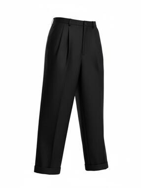 Women's Lauren Ralph Lauren Size 12 Black Pleated Trousers Cuffed Hem Wool Pants